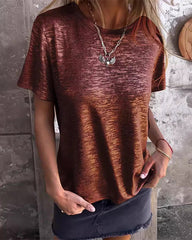 Clidress Silky Soft Metallic Glitter T-shirt