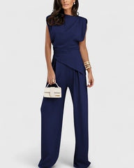 Ensemble haut asymétrique et pantalon large Clidress