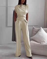 Ensemble haut asymétrique et pantalon large Clidress