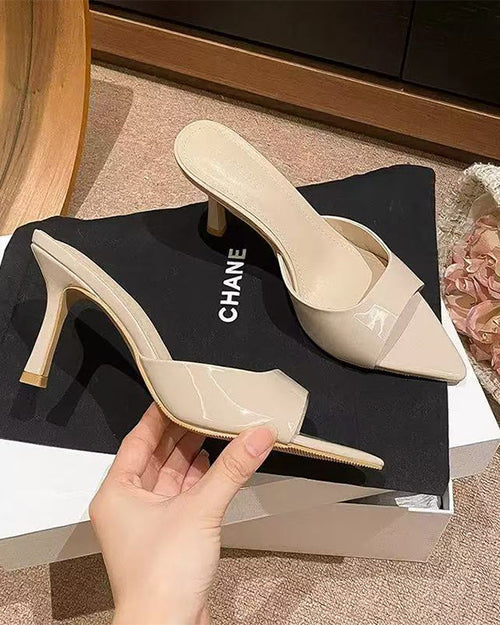 Clidress Pointed Tip Leather High-heel Sandals