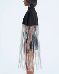 Clidress Zipper Tassel Loose Party Top Poncho