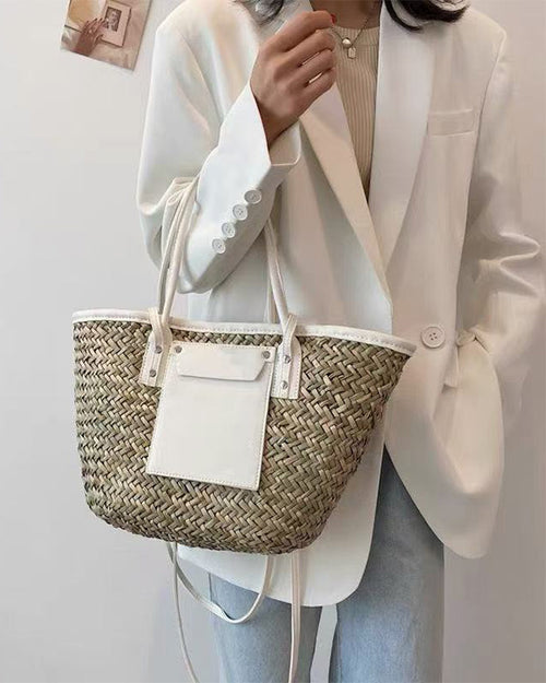 Clidress Summer Woven Tote Bag Handbag