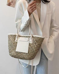 Clidress Summer Woven Tote Bag Handbag