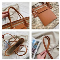 Clidress Summer Woven Tote Bag Handbag