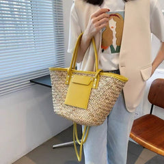 Clidress Summer Woven Tote Bag Handbag