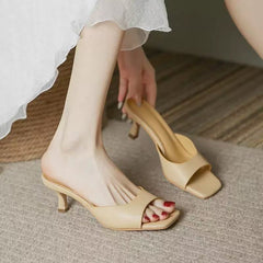 Leather High-heel Sandals