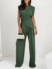 Clidress Irregular Top & Wide Leg Pants Set