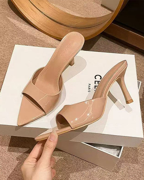Clidress Pointed Tip Leather High-heel Sandals