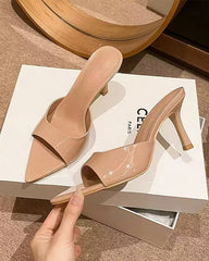 Pointed Tip Leather High-heel Sandals