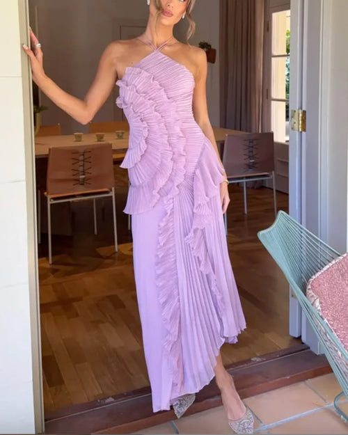 Clidress Set aus unregelmäßigem Strickkleid mit Netzplissee