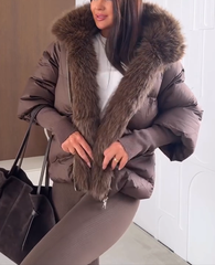Clidress Large Fur Hooded  Down Jacket