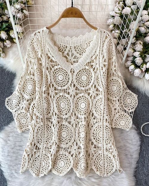 Clidress Holow Out Boho Crochet Top Skirt