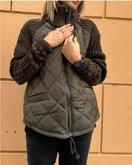 Clidress Zipper Knitting Sleeve Cotton Coat Jacket