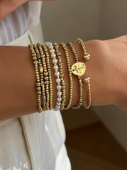 9pcs CCB & Faux Pearl Bracelet Set