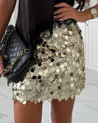Clidress Sequin Party Mini Skirt