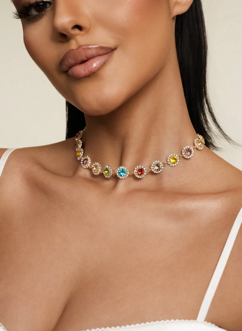 Altistry Elegant Stylish Colorful Rhinestones Necklace