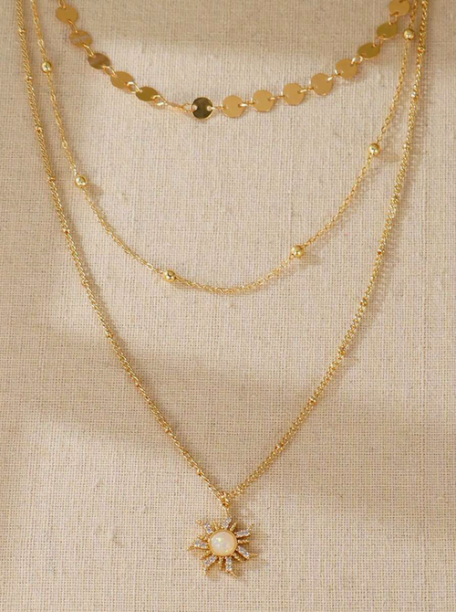 3pcs/Set Delicate Sun Pendant Necklace