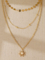 3pcs/Set Delicate Sun Pendant Necklace