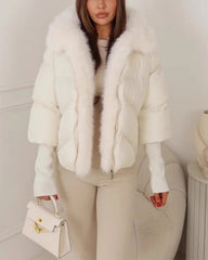 Clidress Large Fur Hooded  Down Jacket