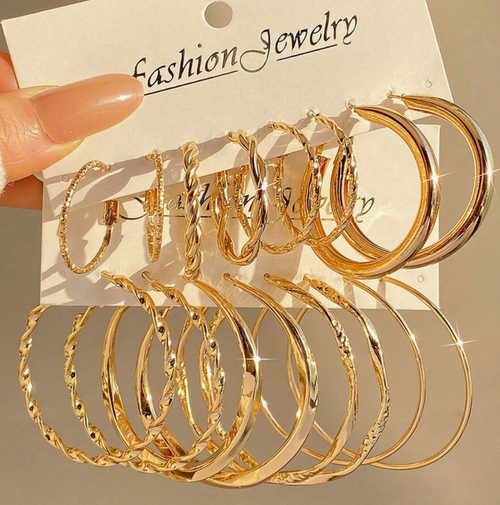 Metal Twist Hoop Earrings-8 Pieces Set
