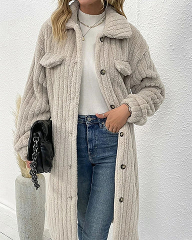 Clidress Frenchy Double Breasted Lapel Neck Overcoat
