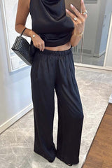 Clidress Satin Halter Top & Pants  Set