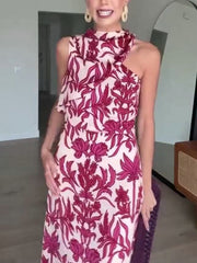 Clidress One Shoulder Printed Maxi Dress