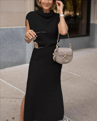 Clidress Knitting Pile Collar Top & Skirt Set