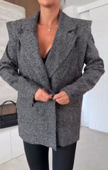 Clidress Sophia Tweed Lapel Belted Suit Jacket