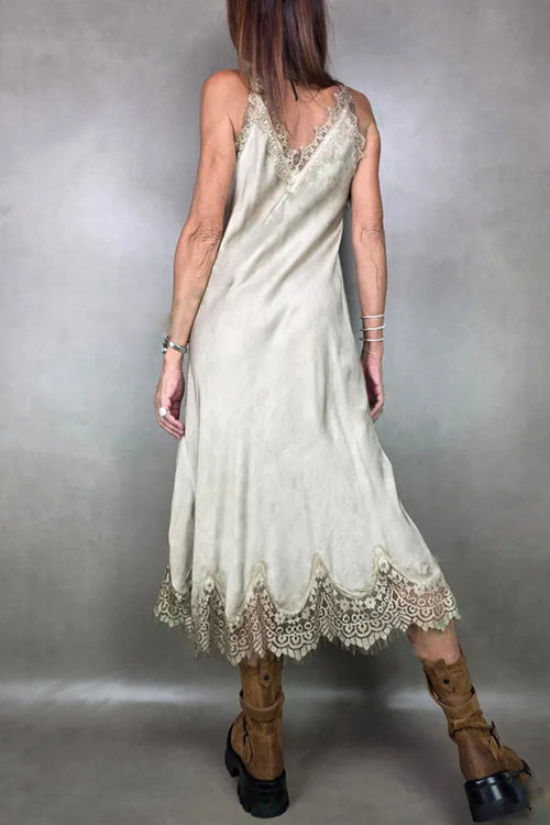 Clidress Strap Lace Patchwork Dress