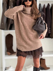 Clidress High Neck Loose Fit Sweater
