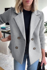 Clidress Lapel Knitting Sleeve Woolen  Coat Jacket