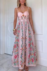 Clidress Sling Boho Printed Maxi Dress
