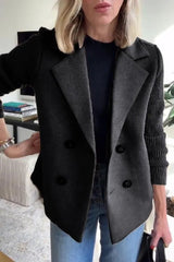 Clidress Lapel Knitting Sleeve Woolen  Coat Jacket