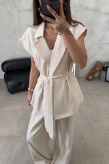 Clidress Sleeveless Strap Top & Pants Suit Set