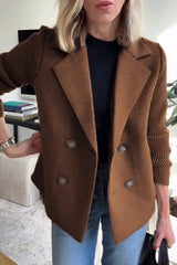 Clidress Lapel Knitting Sleeve Woolen  Coat Jacket