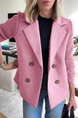 Clidress Lapel Knitting Sleeve Woolen  Coat Jacket