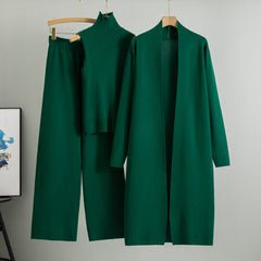 Clidress Tank Top Cardigan Knit Pants 3 Pieces Set