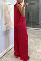 Clidress Satin Halter Top & Pants  Set
