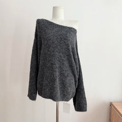 Clidress Off Shoulder Loose Fit Sweater