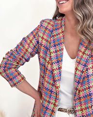 Clidress Classic Blazer Plaid Jacket Suit