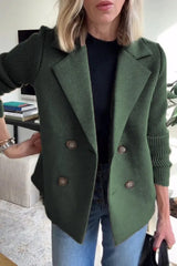 Clidress Lapel Knitting Sleeve Woolen  Coat Jacket