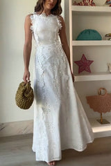 Clidress Lace Embroidery Strap Maxi Dress