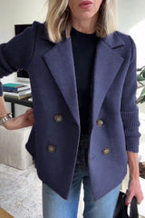 Clidress Lapel Knitting Sleeve Woolen  Coat Jacket