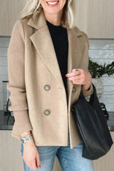 Clidress Lapel Knitting Sleeve Woolen  Coat Jacket