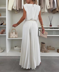 Clidress Top & Pleated Wide Leg Pants Set