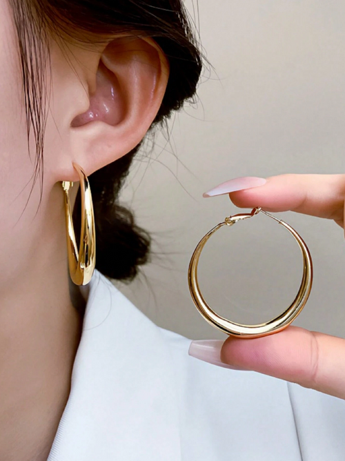 Metal Hoop Circle Earrings
