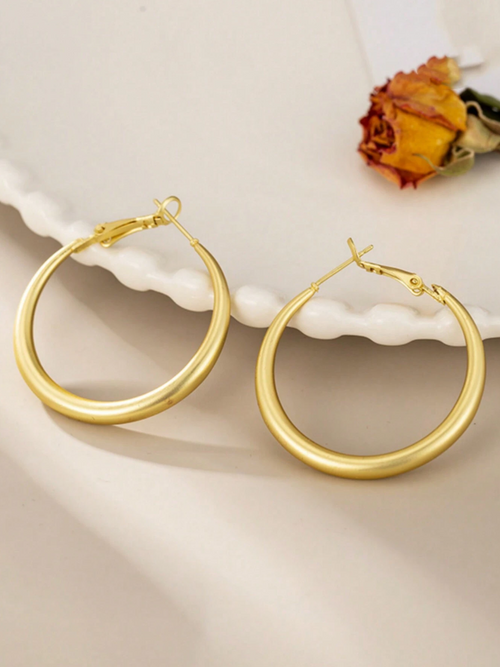 Metal Hoop Circle Earrings