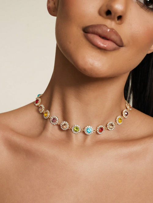Altistry Elegant Stylish Colorful Rhinestones Necklace