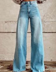Clidress Vintage Wide Leg Denim Feel Pants